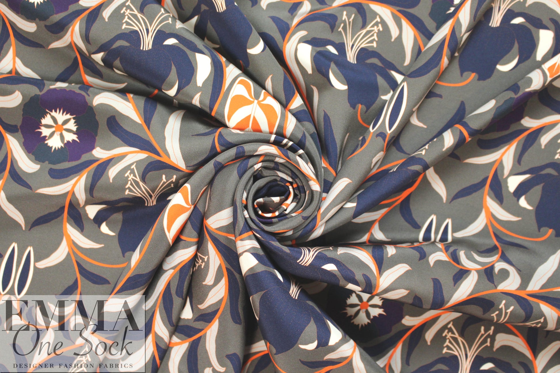 Italian tangerine/navy/army floral matte hybrid
