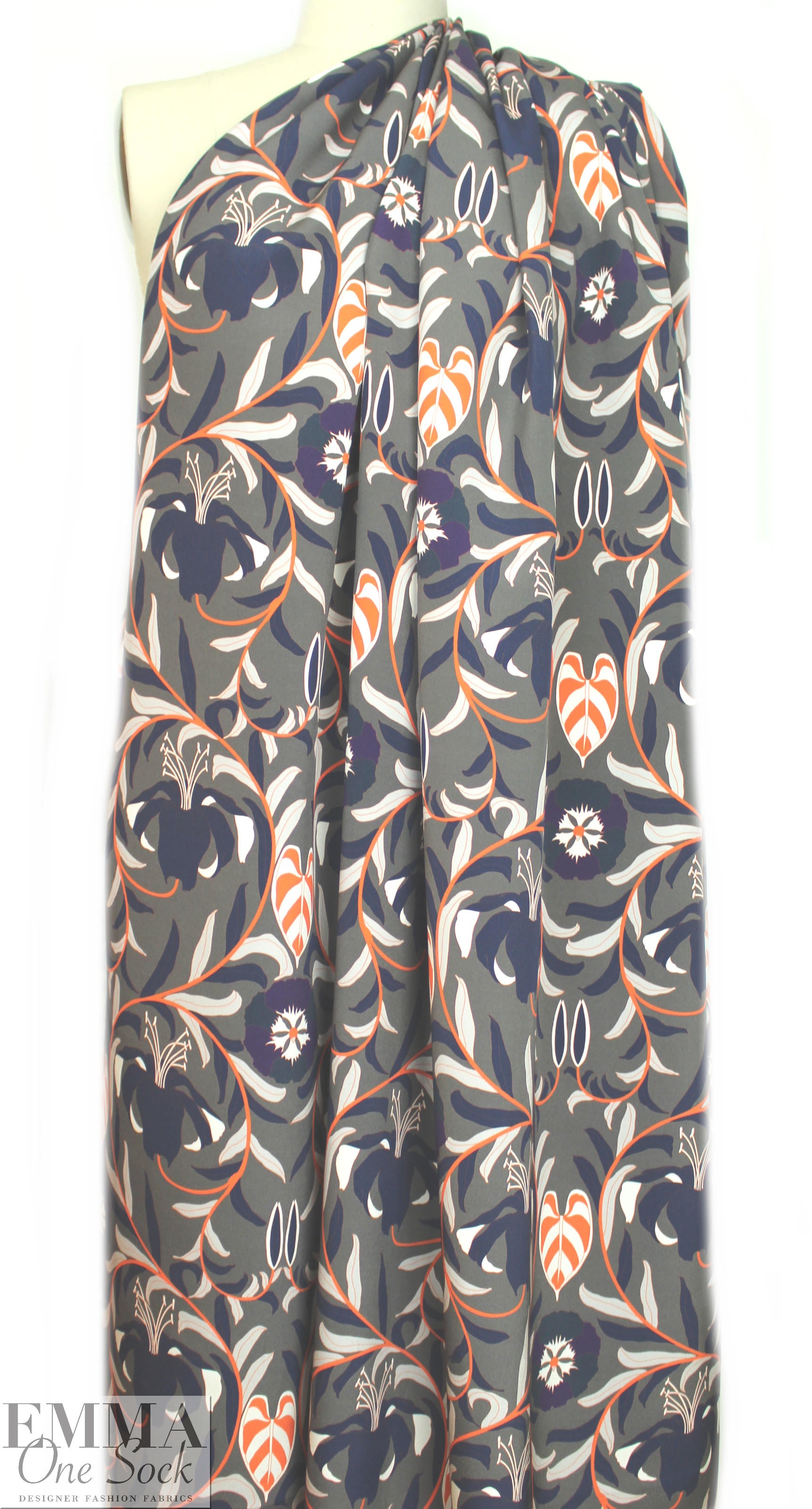 Italian tangerine/navy/army floral matte hybrid