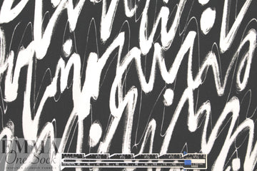 Mi11y black/white scribble viscose 'matte hybrid' 1.625 yd