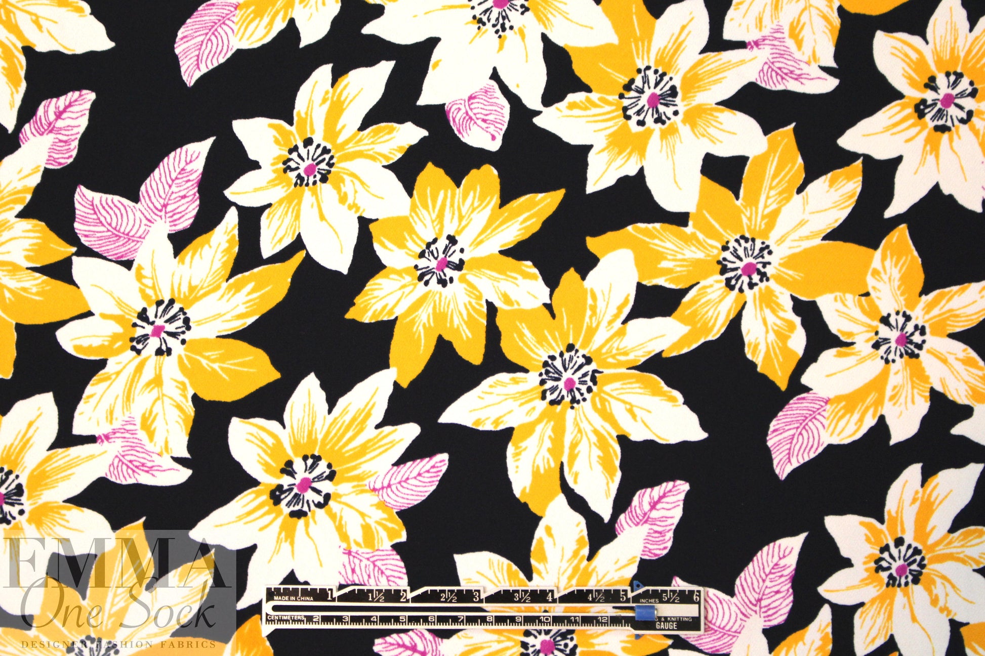 NY designer citrine/midnight floral 'matte hybrid'