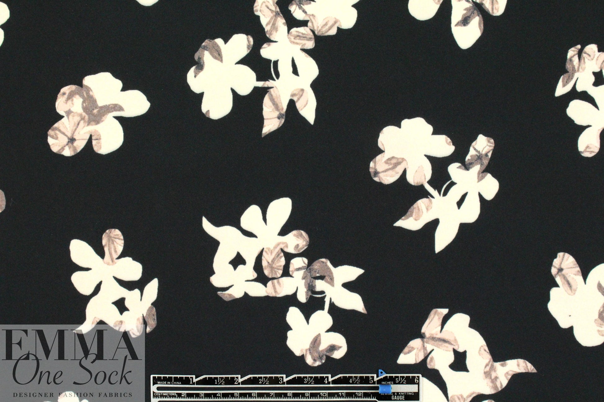 Rebecca Tayl0r dreamy petals matte hybrid - black 1.875 yd