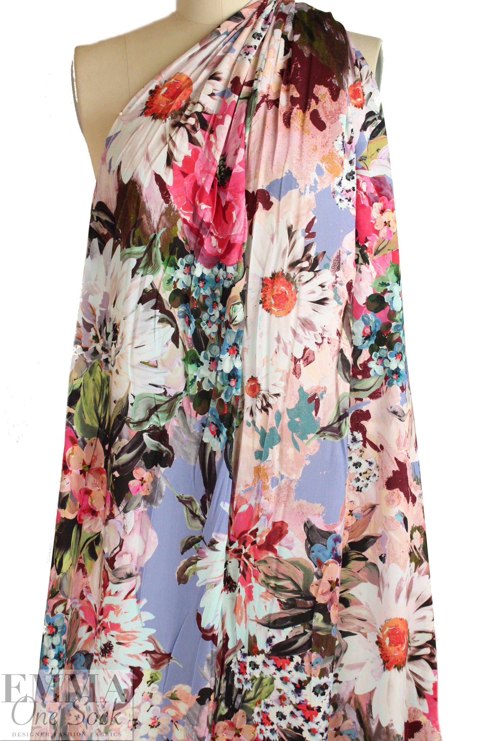 Italian 'English garden' floral matte jersey knit