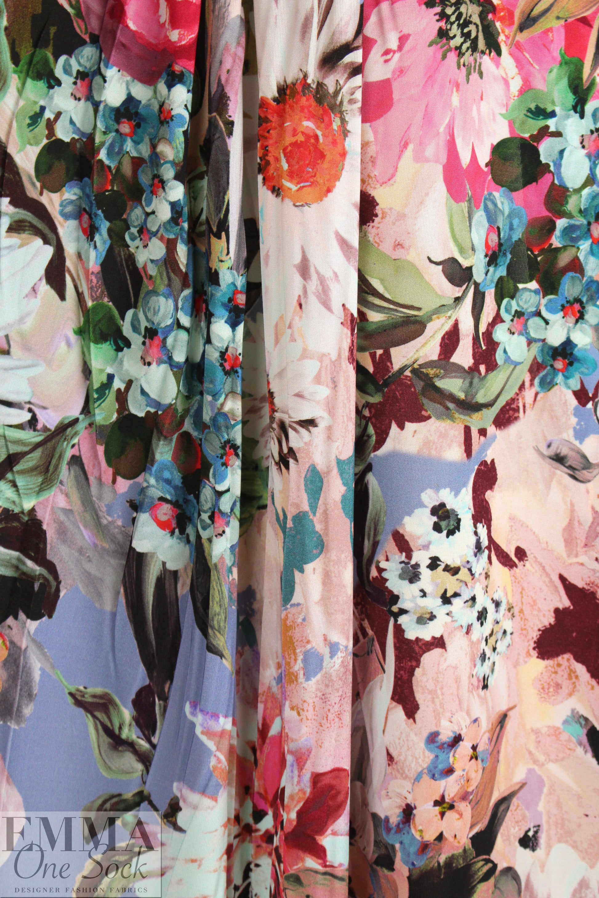 Italian 'English garden' floral matte jersey knit