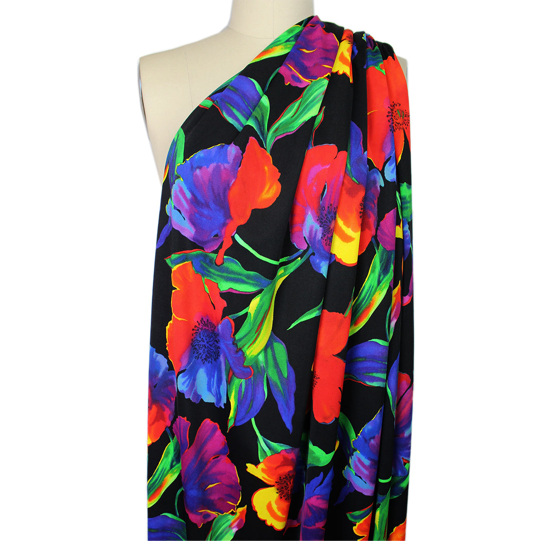 Italian Ba1enciaga vivid floral matte jersey knit .625 yds
