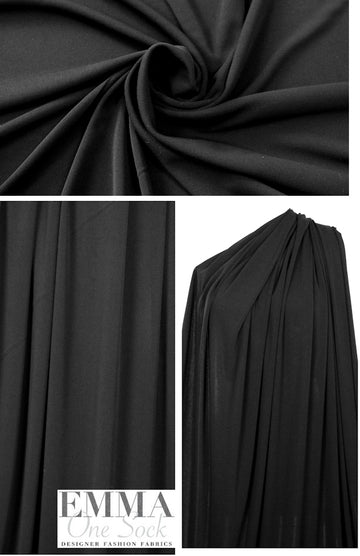 Italian rayon crepe jersey - black 1 yard
