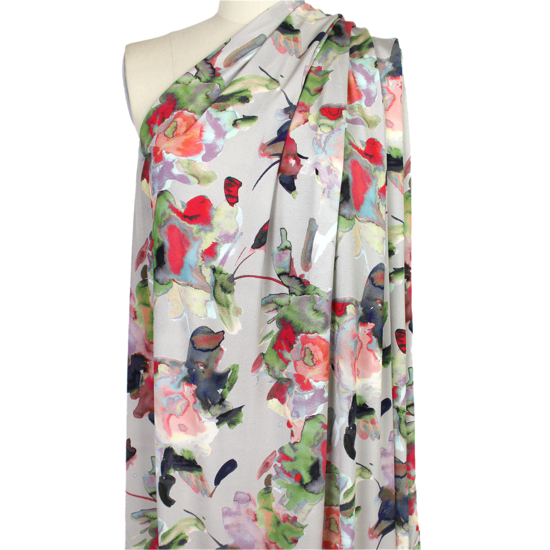 Italian 'watercolor floral' viscose matte jersey knit