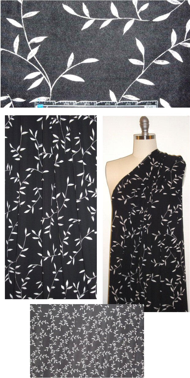 0yako whisper white leaves on black matte jersey 2.125 yds