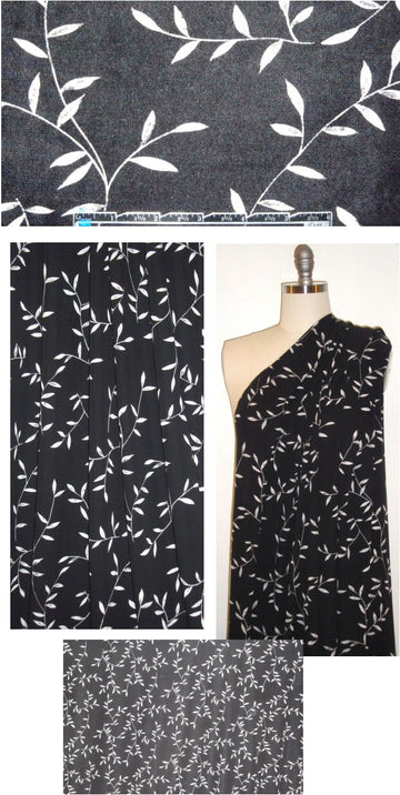 0yako whisper white leaves on black matte jersey 2.125 yds
