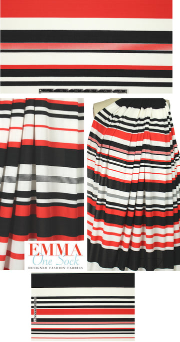 Italian red/blackwhite striped matte jersey