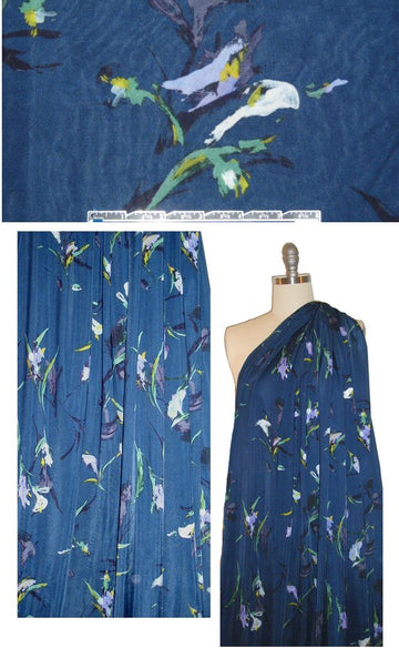 NY designer painted iris print viscose matte jersey