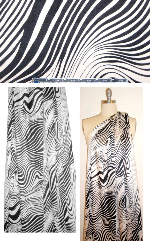 NY designer black/white swirl matte jersey