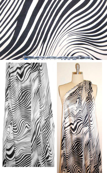 NY designer black/white swirl matte jersey