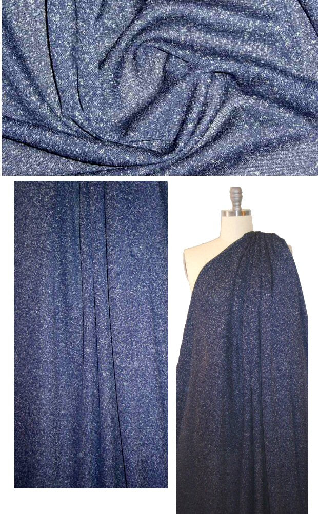 Italian viscose melange sweater knit - navy/white