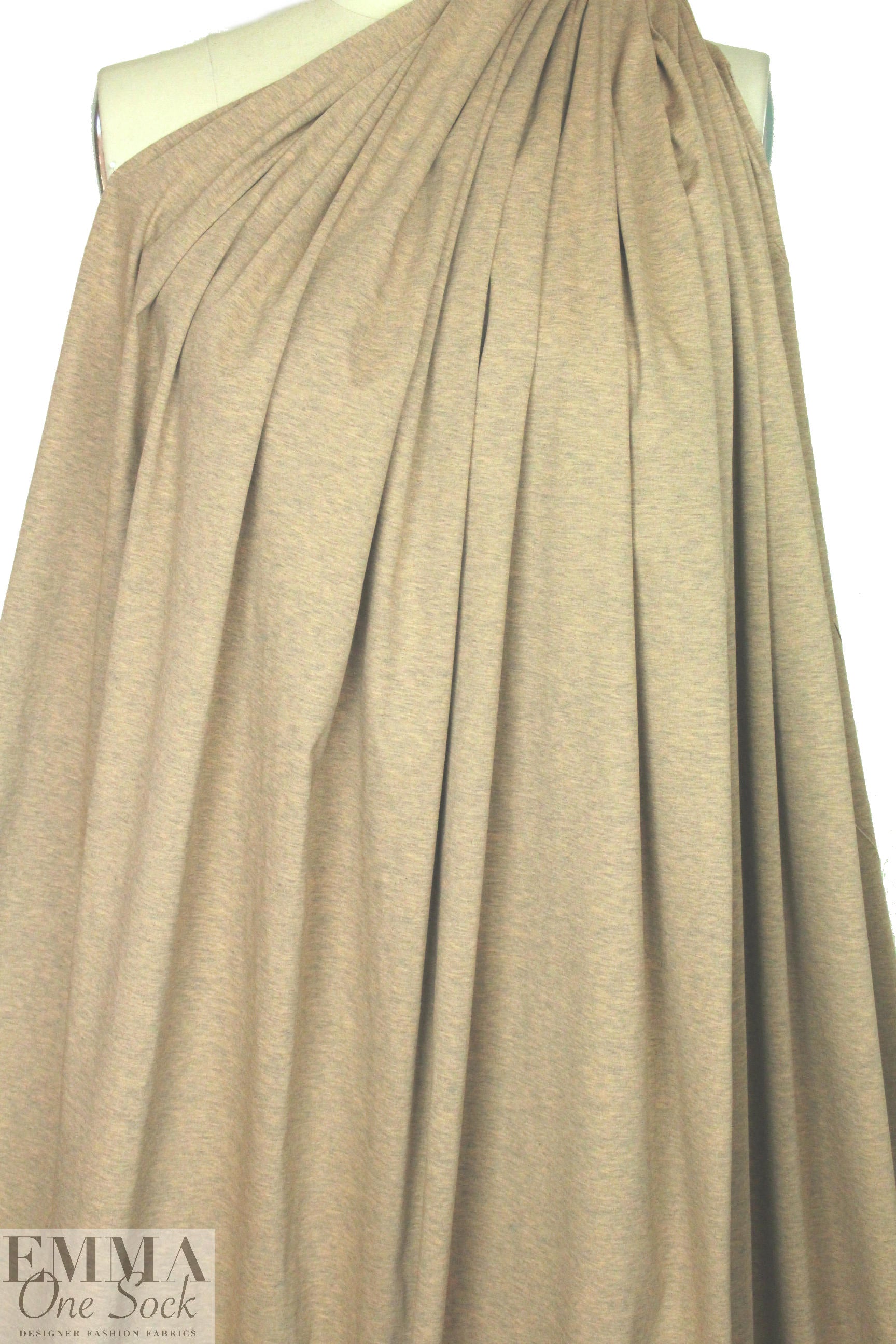 famous designer cotton blend melange knit- dusty sand 2 yd