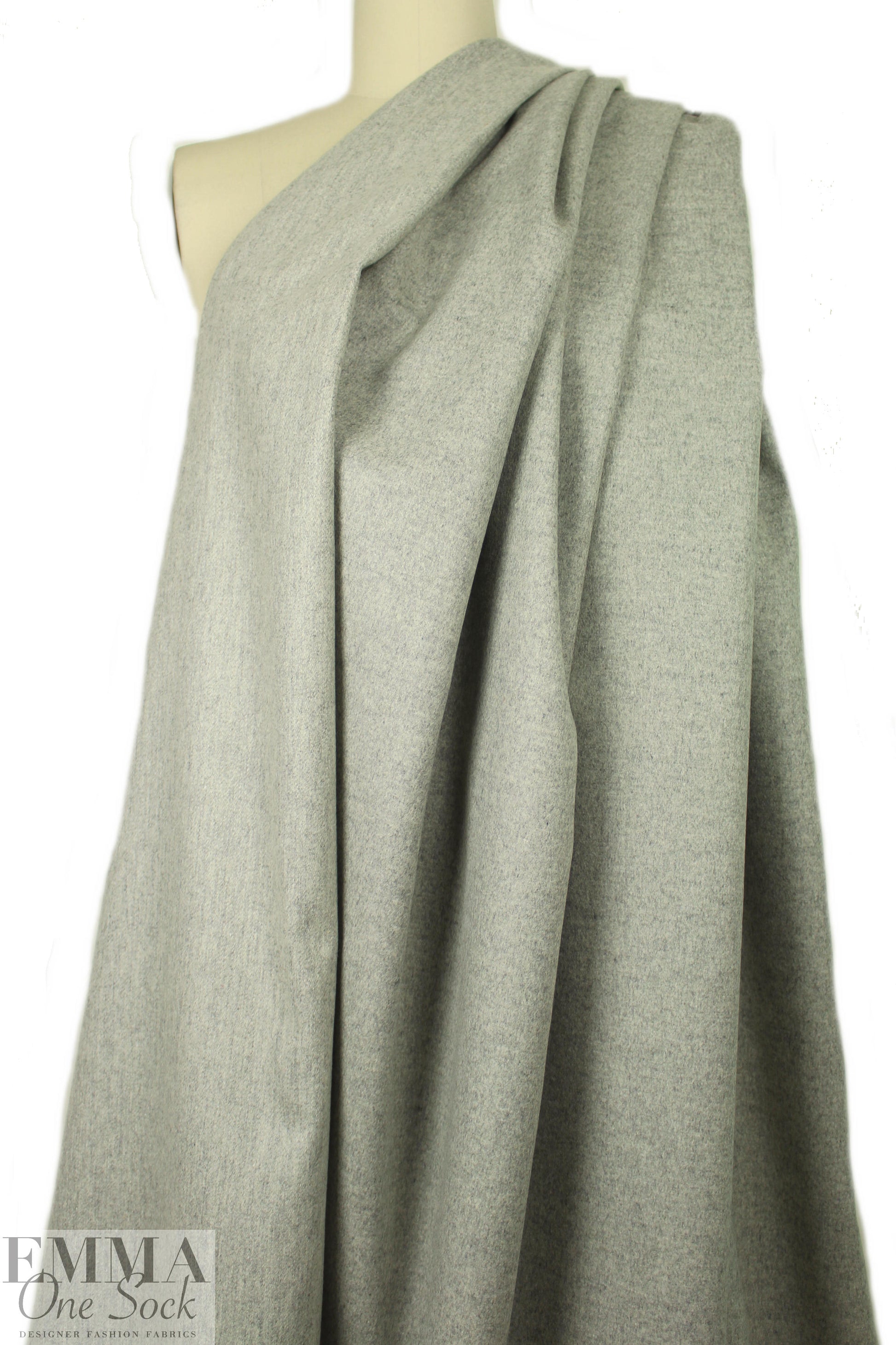 Italian light gray heather wool blend woven
