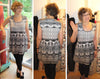 West Coast designer black/white woodcut totem knit 1.25 yd