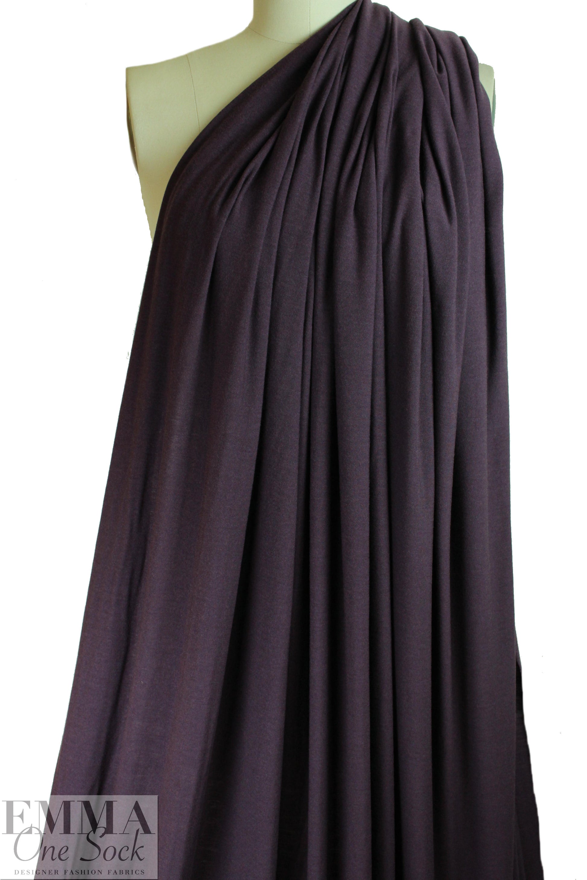 aubergine merino wool jersey - Oeko-tex certified