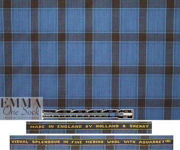 famous designer merino wool plaid - blue/nutmeg 1.5 yd
