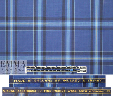 famous designer merino wool plaid - blue/navy