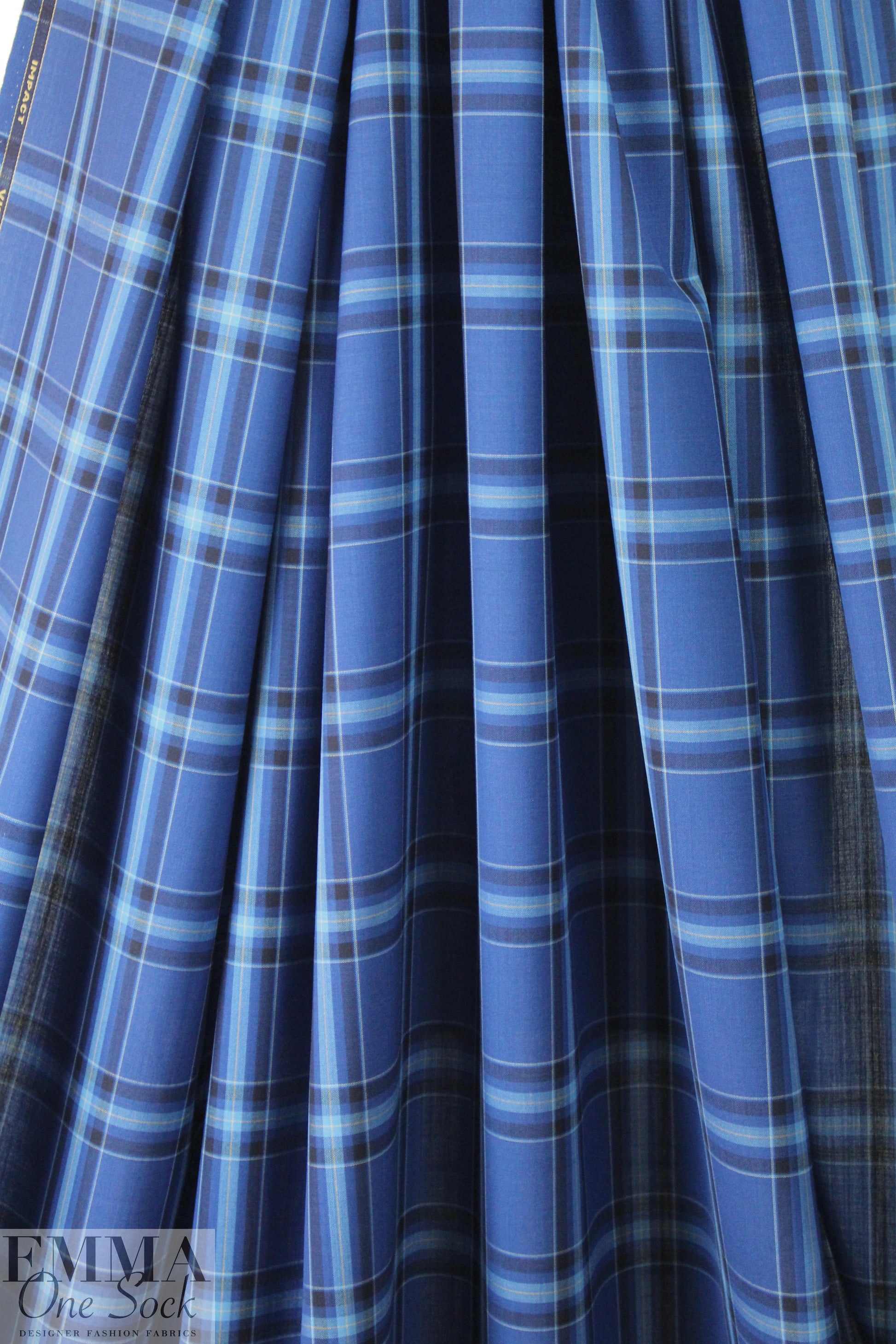 famous designer merino wool plaid - blue/navy