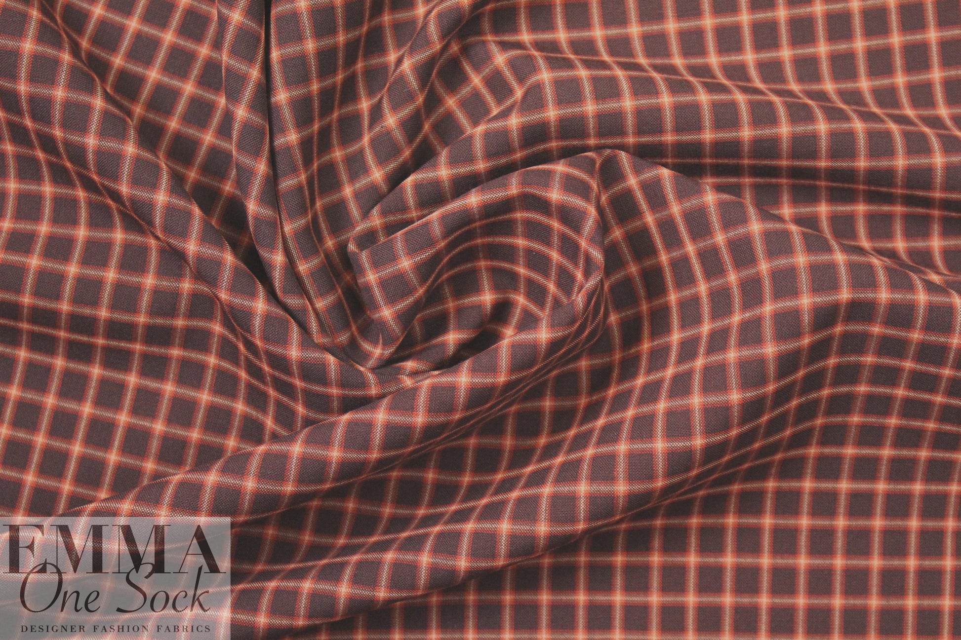 famous designer merino wool plaid - chocolate/paprika 1.25 yds
