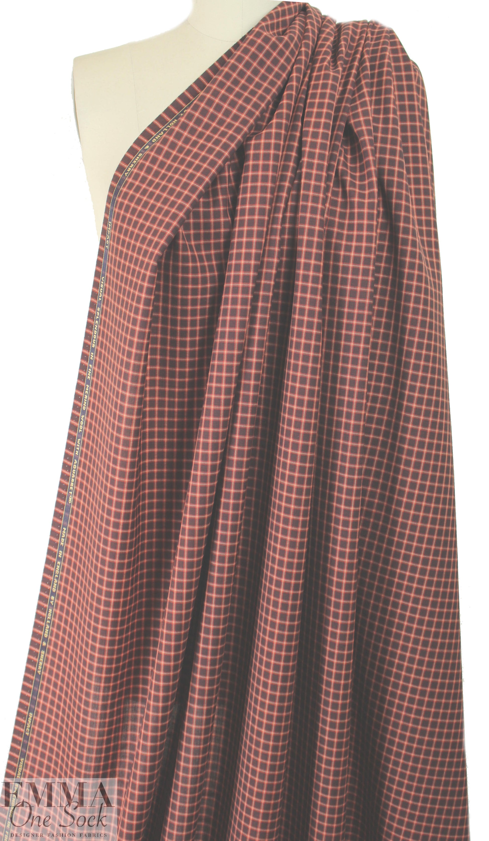 famous designer merino wool plaid - chocolate/paprika