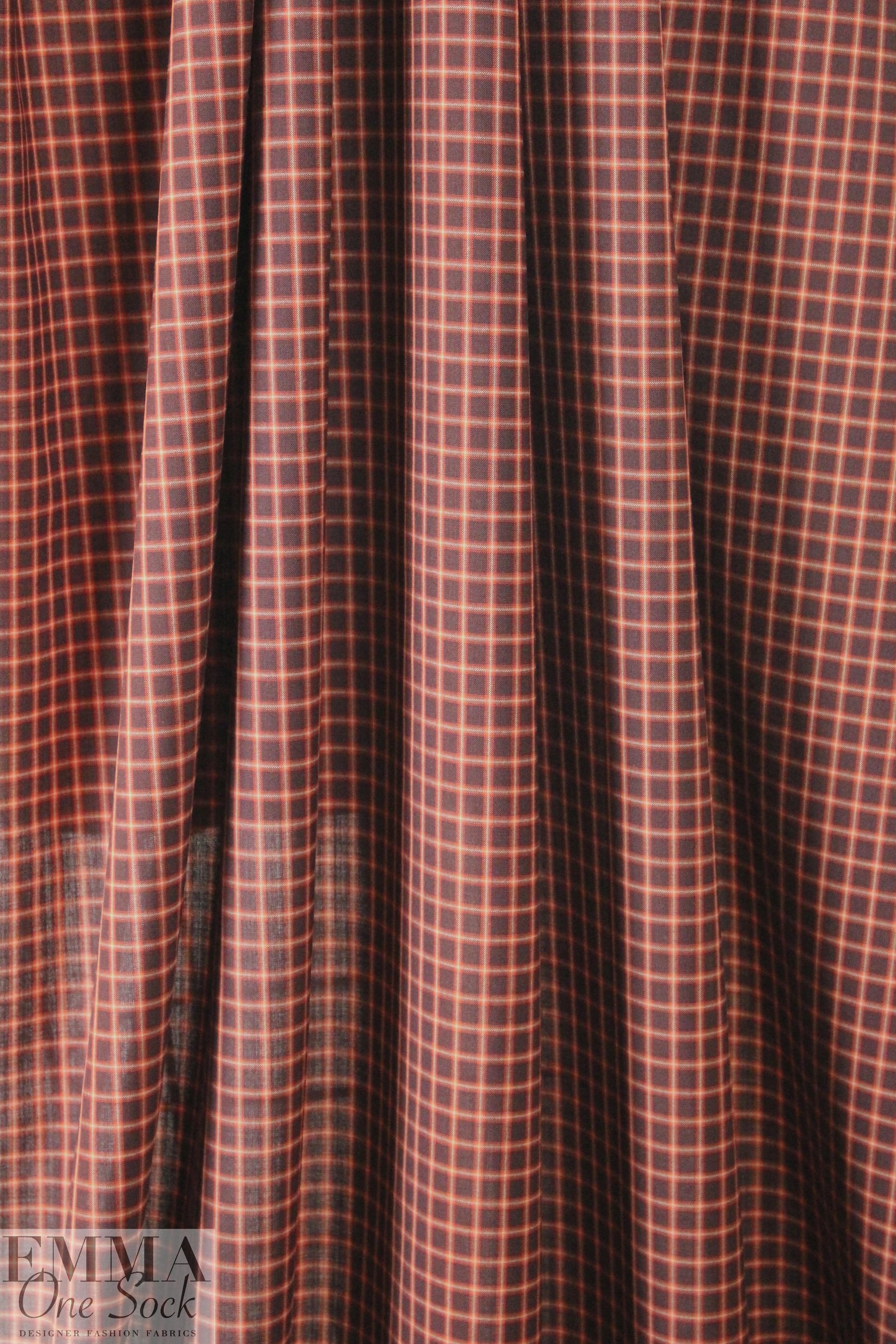 famous designer merino wool plaid - chocolate/paprika 1.875 yd