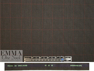 famous designer merino wool plaid - charcoal/garnet 1.625 yds