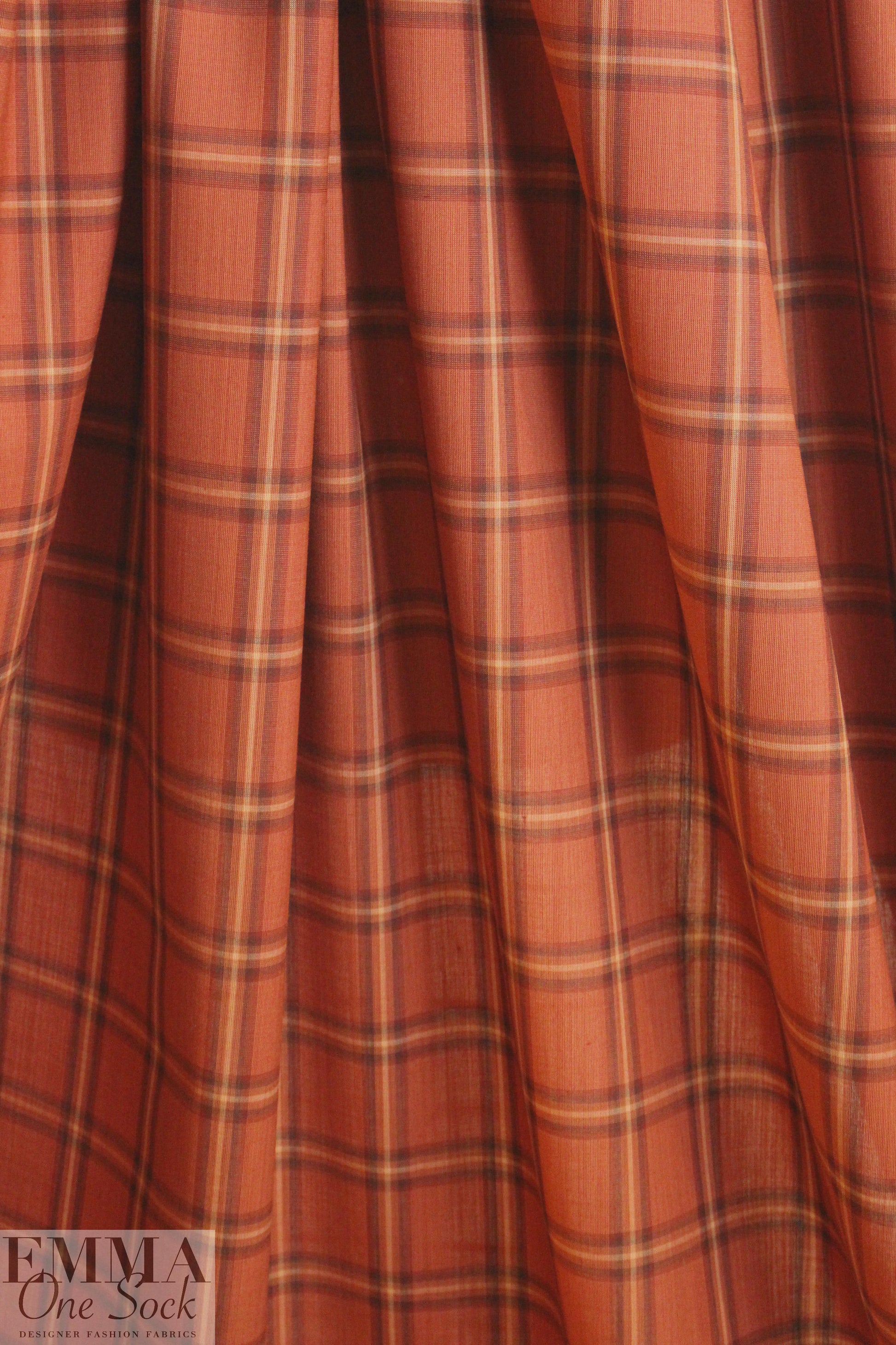 famous designer merino wool plaid - paprika/chocolate