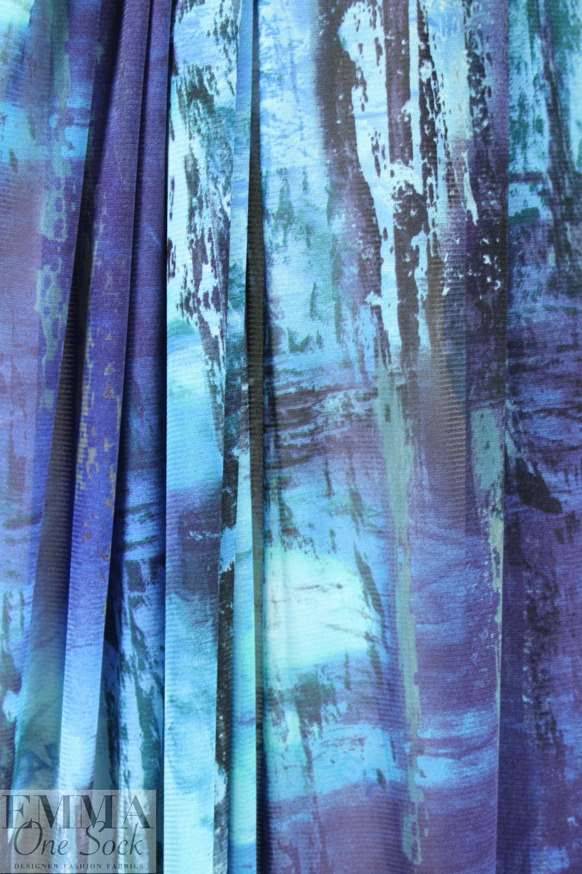French edgy indigo abstract mesh knit