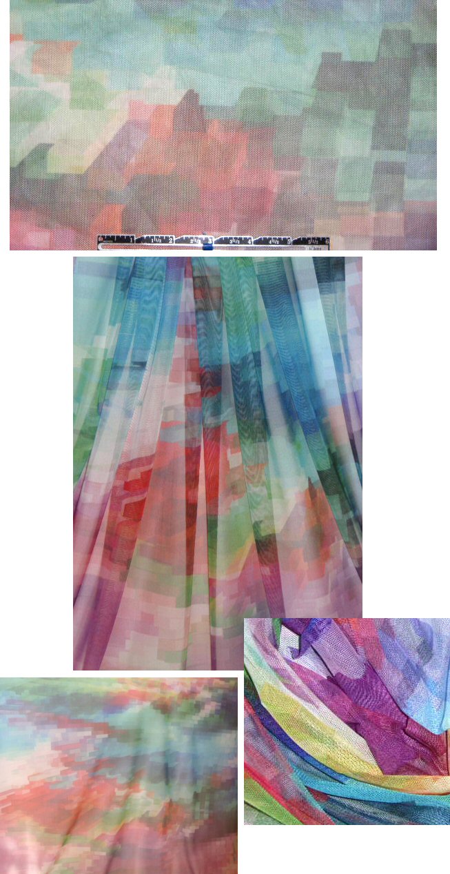 Italian mesh knit - colorful digital abstract 1.375 yds
