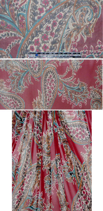 berry/tealy paisley design poly/lycra mesh knit 2 yd