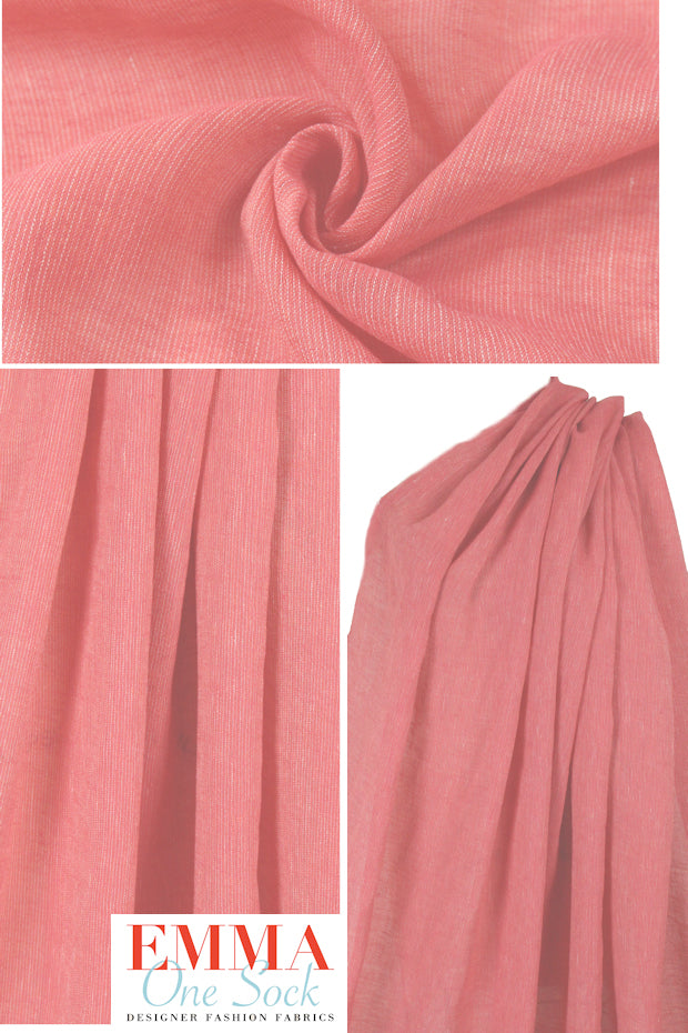 Tah@ri cotton/linen coral/white mesh weave .875 yds