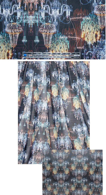 NY designer chandelier-printed mesh 1.625 yd