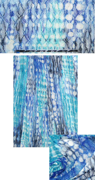 abstract dot design stretch lace knit - cobalt/turq