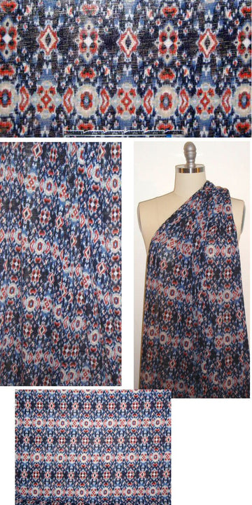 ikat medallion printed crepey sweater knit