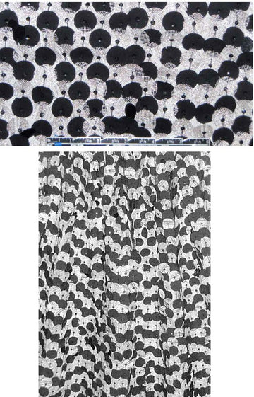 David Meister sequin applique mesh - black/silver