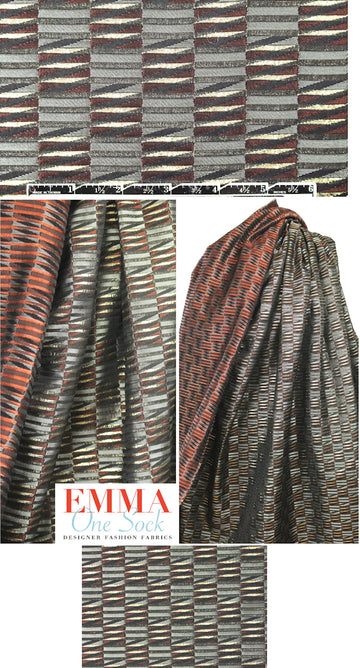 Italian metallic jacqu. brocade - russet/gold graphic