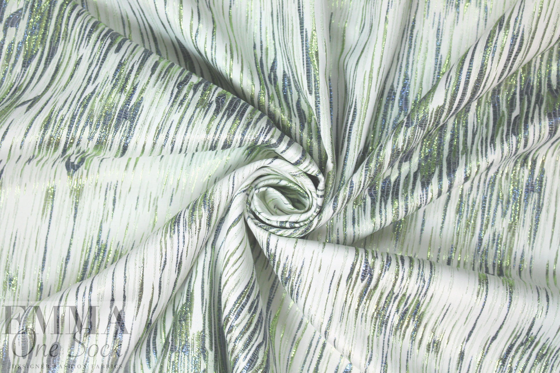 famous designer metallic jacqu. brocade - sapphire/green