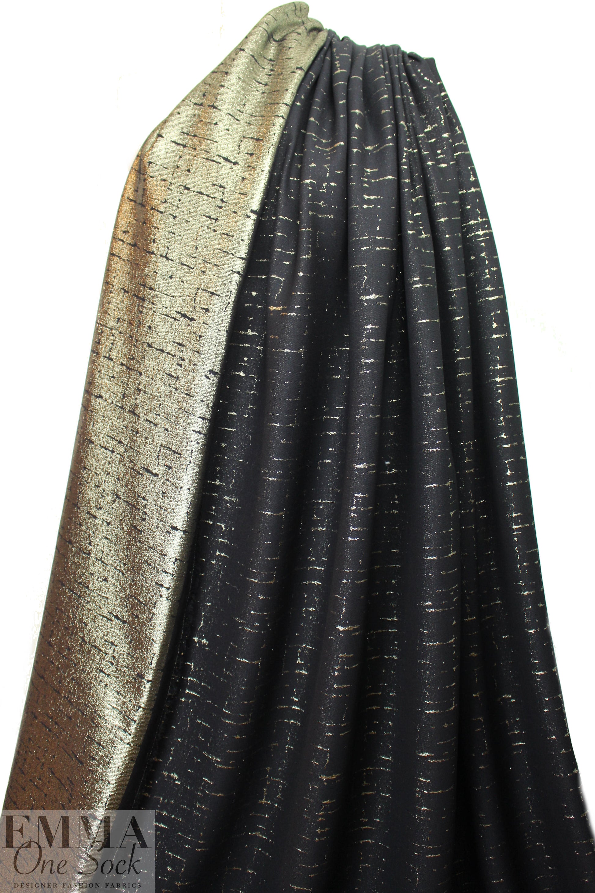 Italian black with gold cotton/metallic brocade 1.375 yd