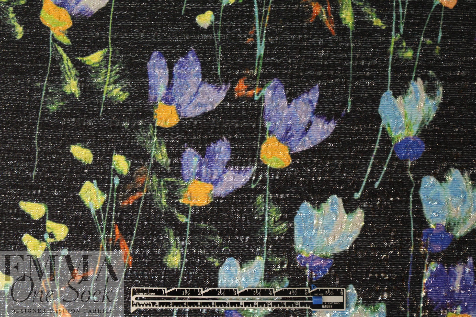 French metallic over-printed jacquard - floral lattice