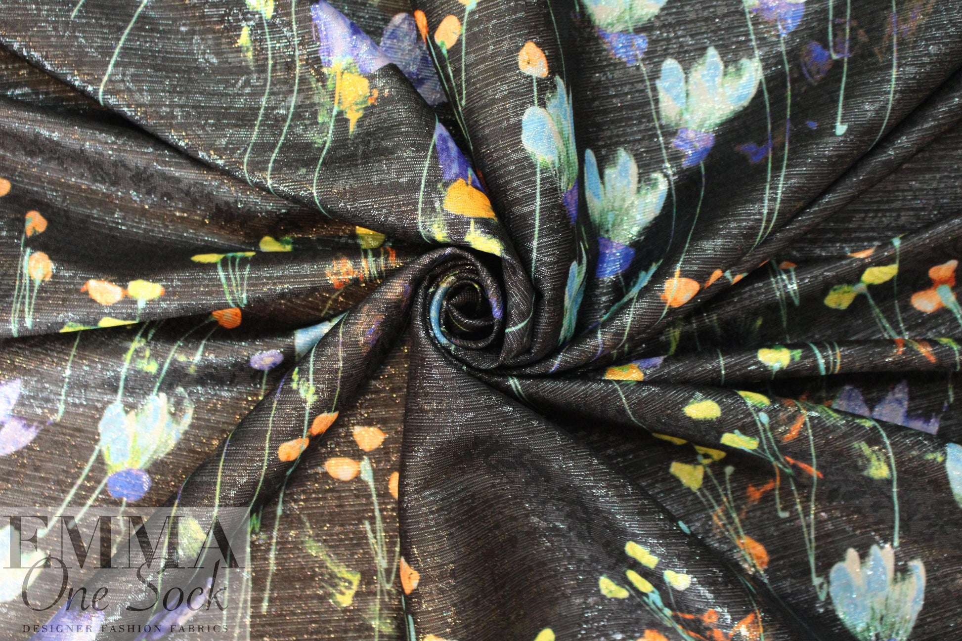 French metallic over-printed jacquard - floral lattice