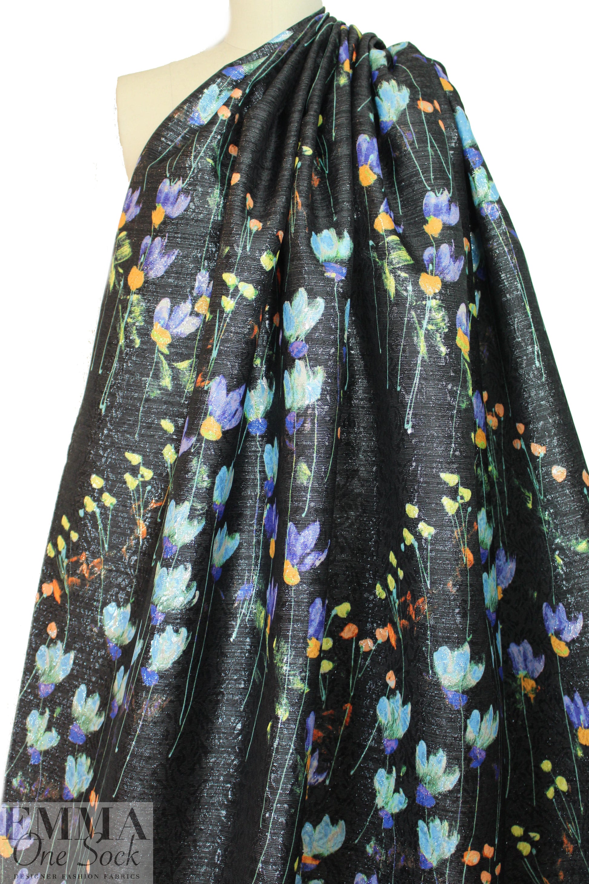 French metallic over-printed jacquard - floral lattice