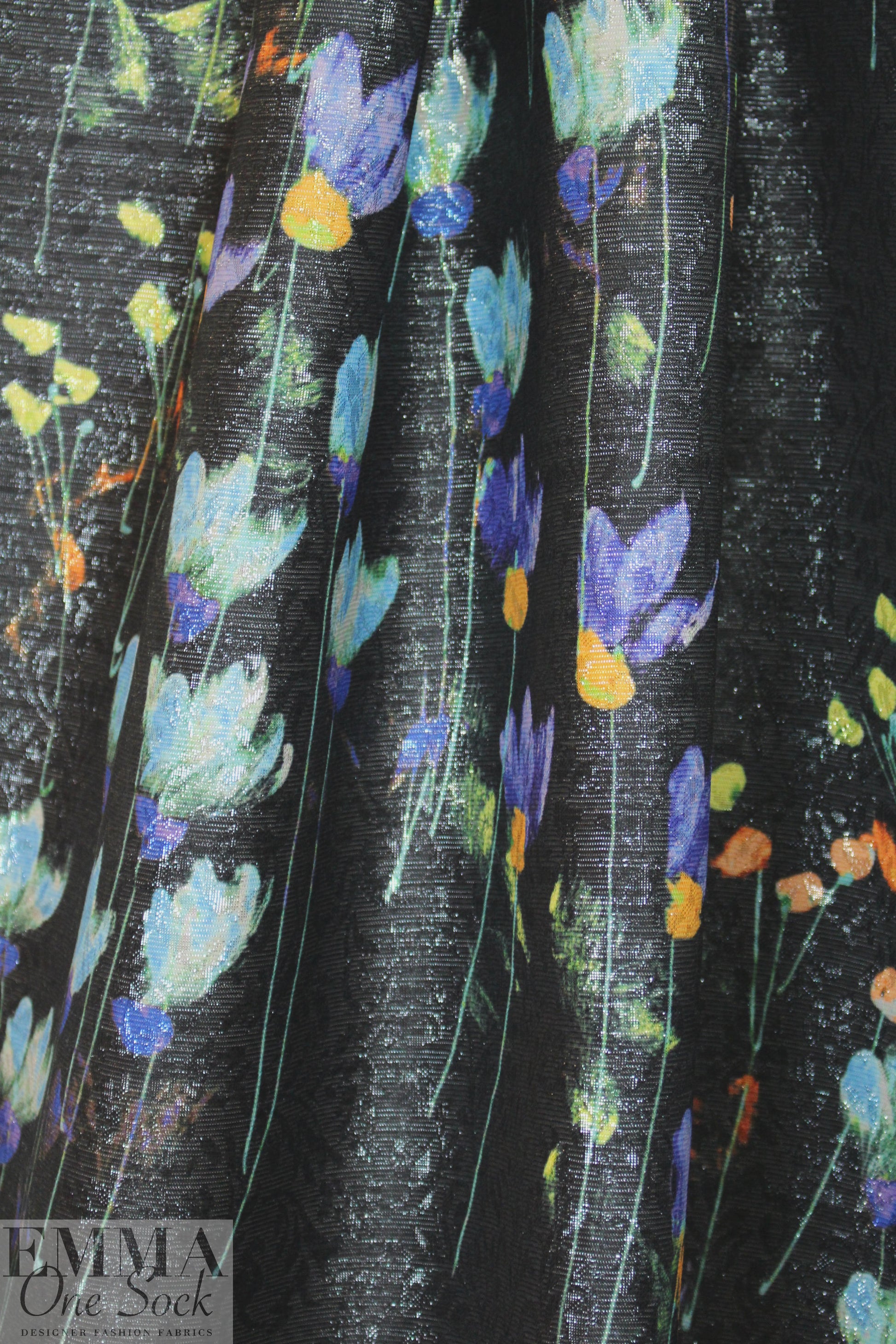 French metallic over-printed jacquard - floral lattice
