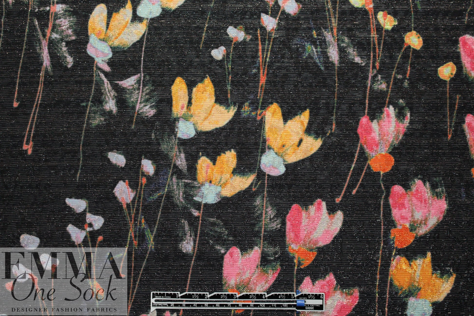French metallic over-printed jacquard - lattice floral  2 yds