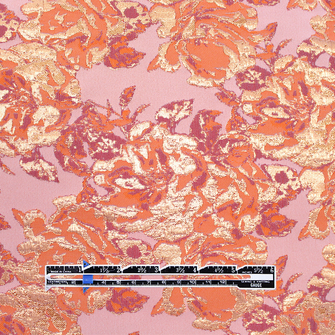 Italian 'copper rose' metallic stretch jacquard brocade 1.5 yd
