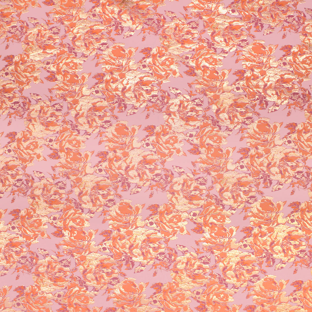 Italian 'copper rose' metallic stretch jacquard brocade 1.5 yd