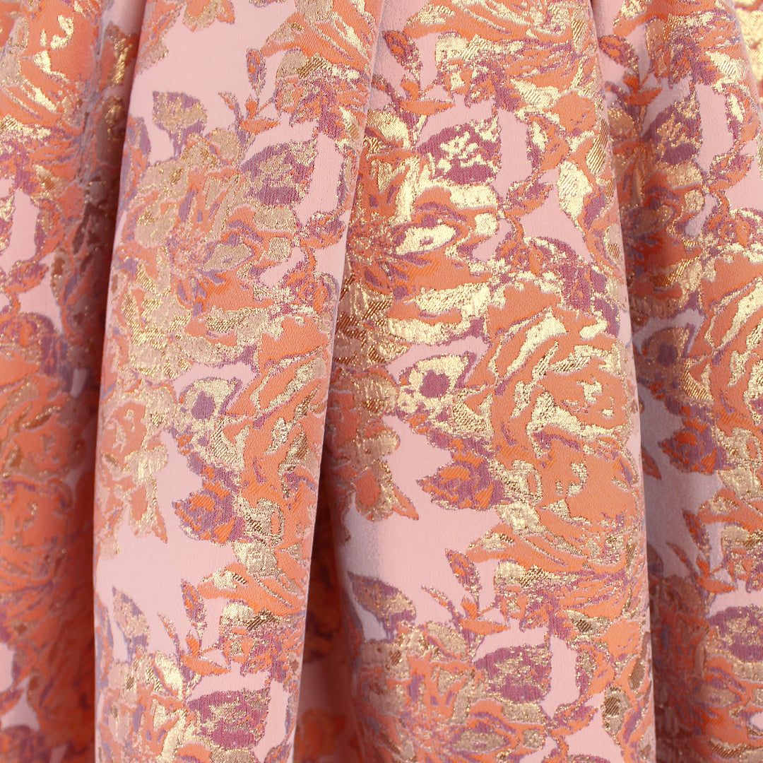 Italian 'copper rose' metallic stretch jacquard brocade 1.5 yd