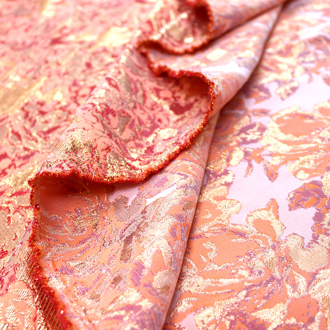 Italian 'copper rose' metallic stretch jacquard brocade 1.5 yd