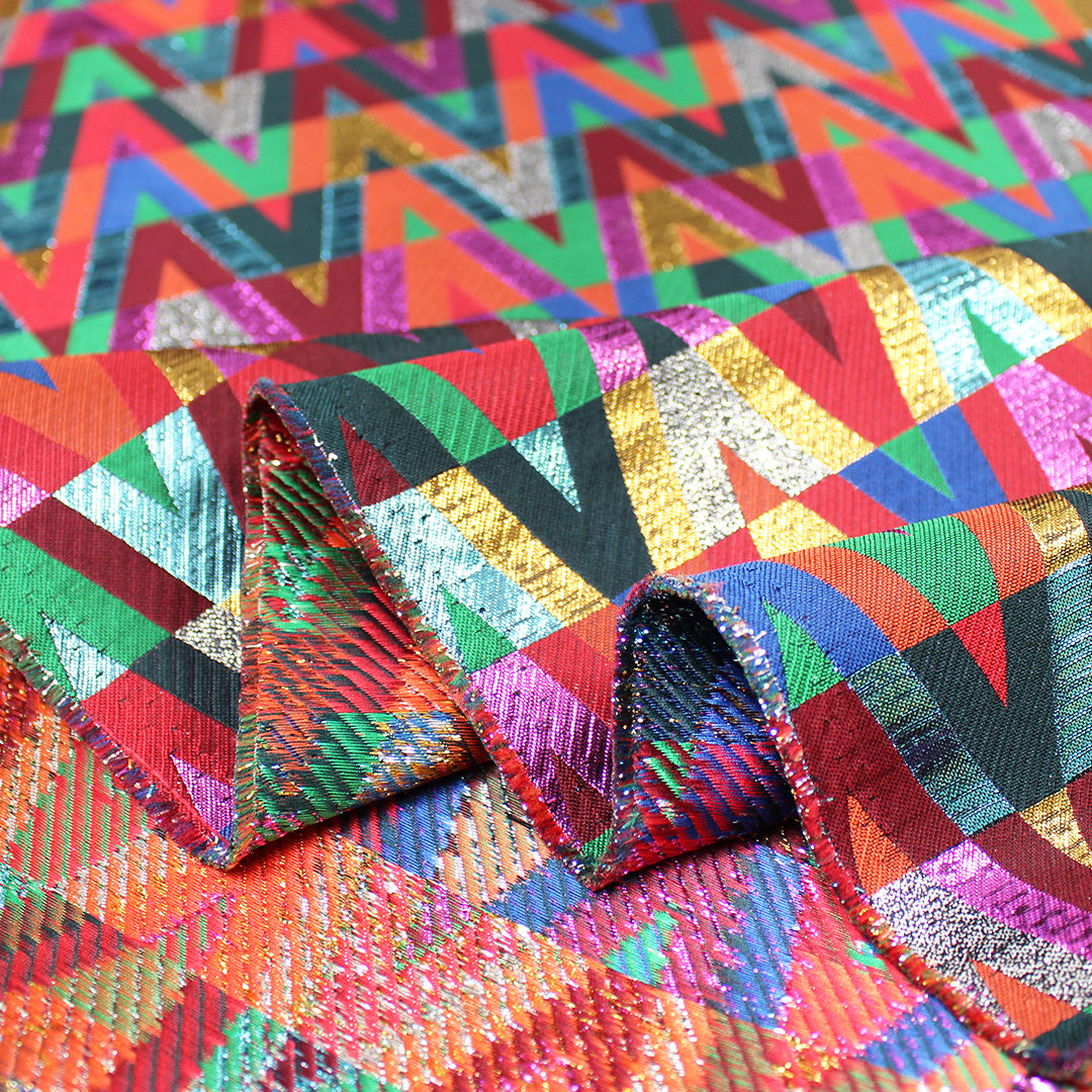 Italian 'banded chevrons' fancy metallic jacquard woven .75 yds